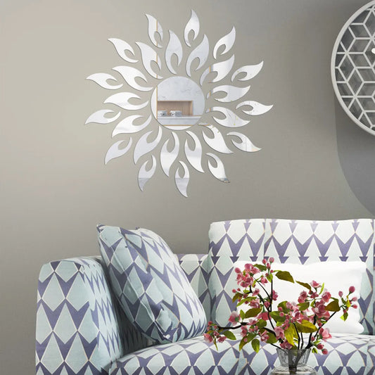 Removable 3D Sun Pattern Mirror Surface Wall Sticker for Home Decor