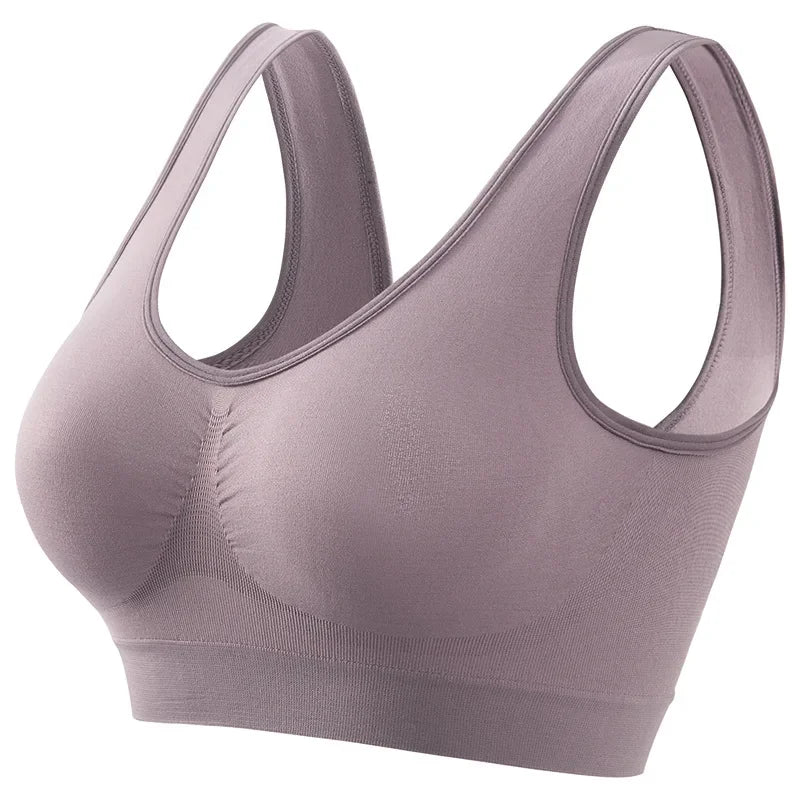 1pcs Women Sports Bra Large Size No Steel Ring Seamless Underwear Removable Chest Pad Runing Sport Yoga Vest Bras