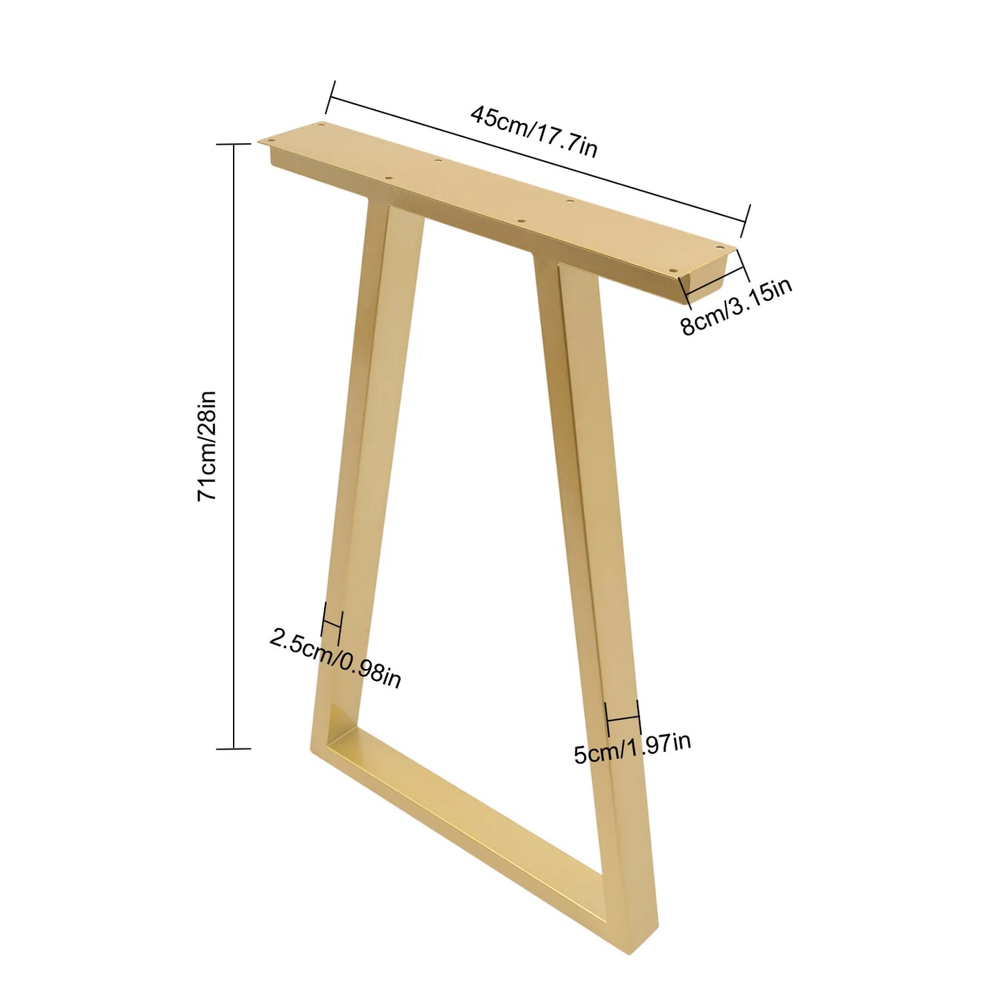 28 inch Pair Trapezoid Metal Table Legs Furniture Legs Gold Office Table Legs Dining Table Legs