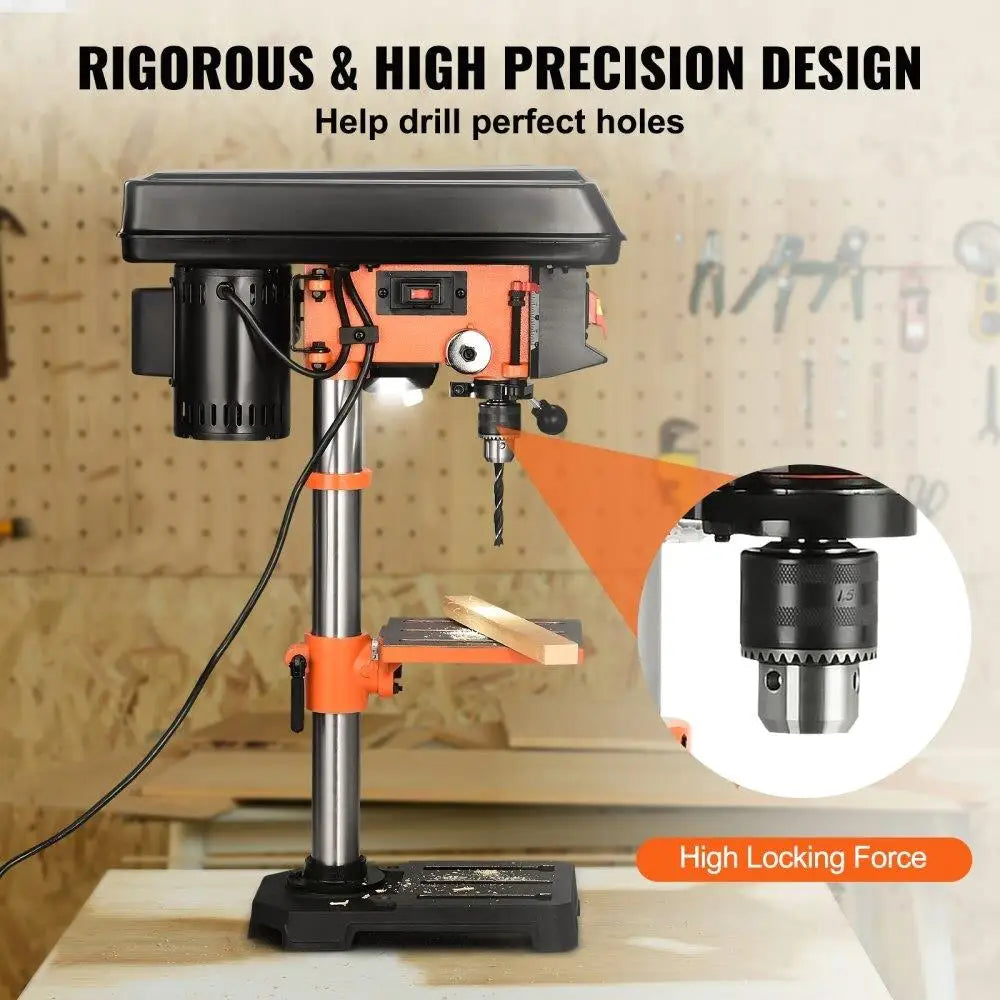 10'' 5 Benchtop Drill Press - Powerful 3.2A, Cast Iron, Adjustable 610-2800RPM