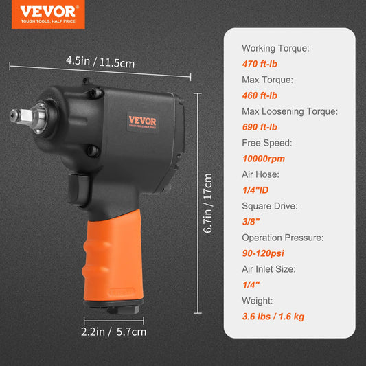 SucceBuy  Air Impact Wrench  3/8 Inch Square Drive 690ft lbs Pneumatic Impact Gun Tire Removal Tool Auto Repairs and Maintenance