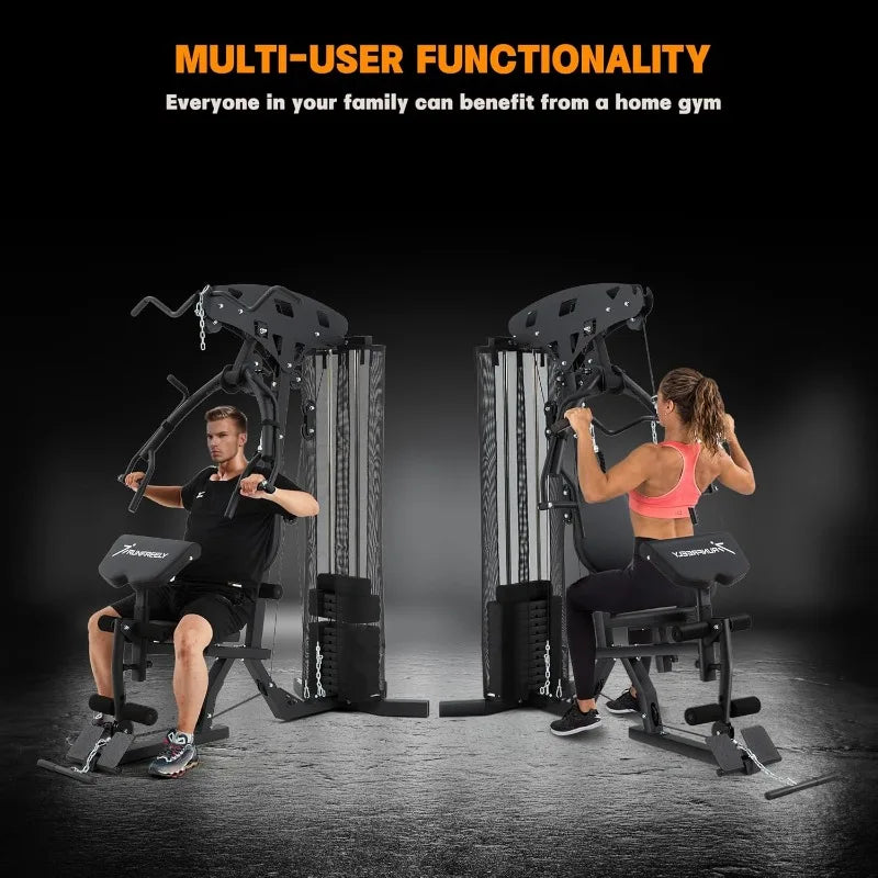 All-in-one Weight Machine for Home Gym,Multifunction Workout Station Equipment with 150LBS Weights Stack