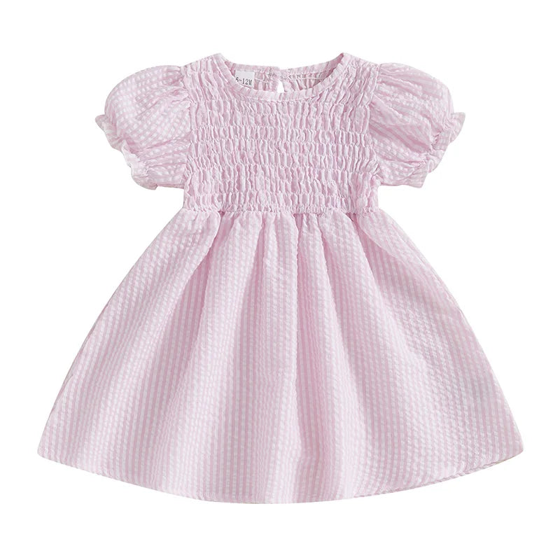 Adorable Baby Girl Floral Print Sleeveless Ruffle Hem Crew Neck A-Line Dress for Summer Beach Party Outfit