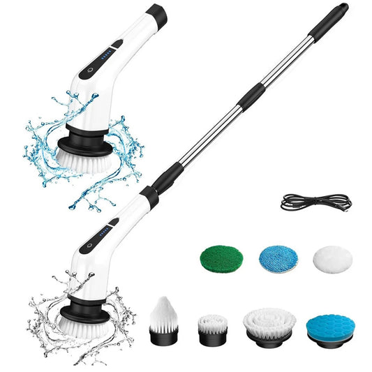 Electric Spin Scrubber, Electric Bathroom Cleaning Brush, LHPY Upgraded Version with 7 Replacement Brush Heads and Extension Han