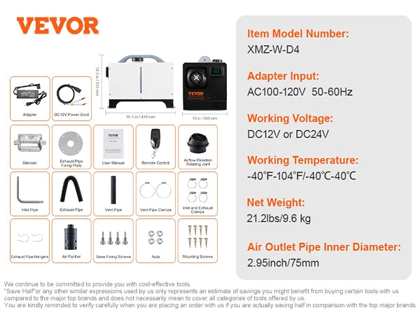 SucceBuy 5-8KW Diesel Heater Diesel Air Heater All in One with Remote Control LCD Screen Fast Heating Low Noise Portable Heater