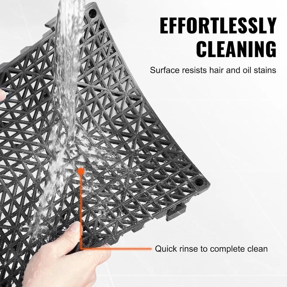 Interlocking Tile 50PCS Black, For Non-Slip Drainage Holes for Restroom, Bathroom, Kitchen, Pool, Wet Areas Tile Carpet