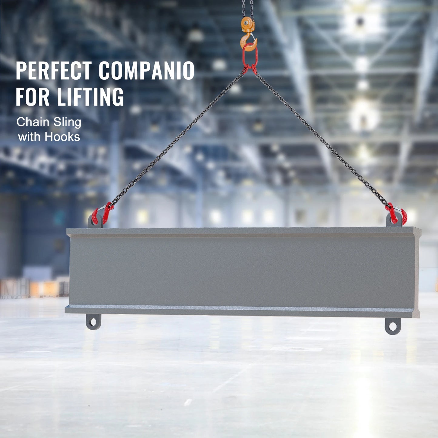 SucceBuy 3T 5ft Lifting Sling Chain 5/16 inch G80 Lifting Chains with 2 Leg Grab Hooks for Engine Hoist Engine Lift Chain