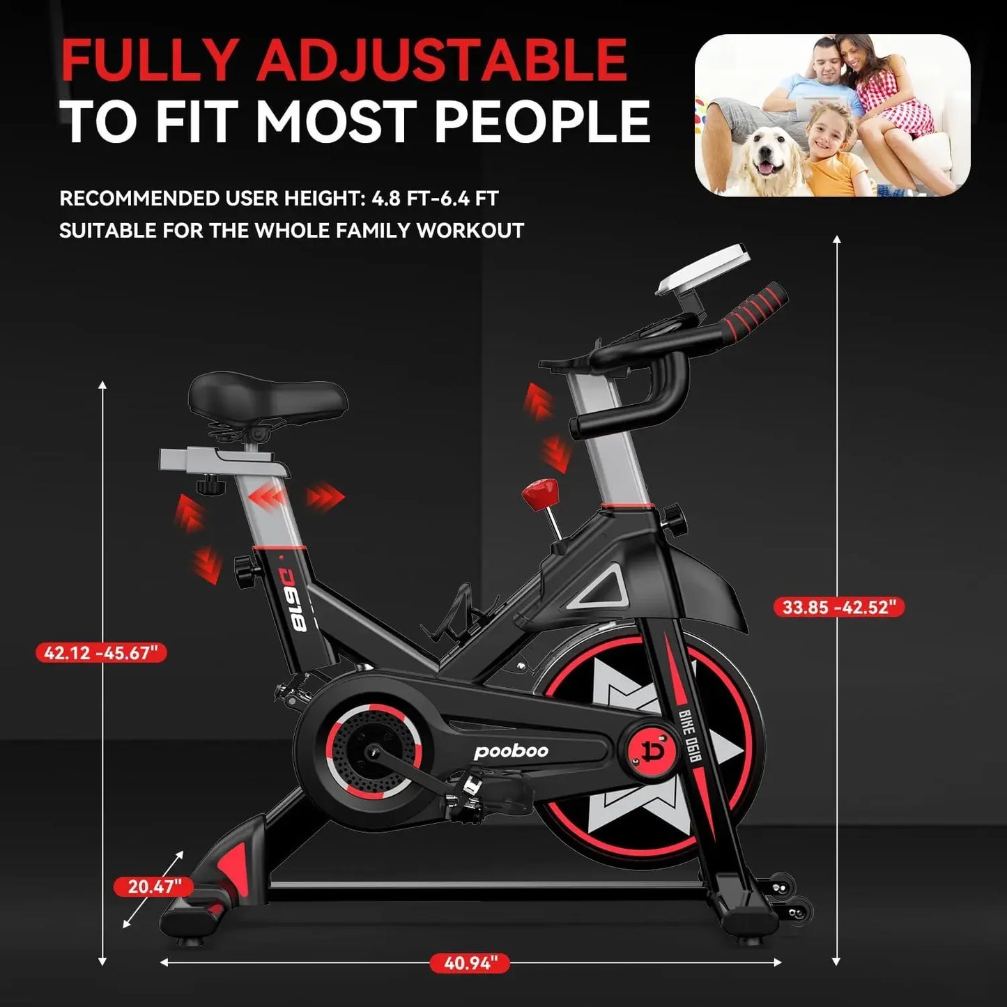 Exercise Bike, Stationary Bike for Home Gym, Indoor Cycling Bike w/Comfortable Seat Cushion & Tablet Mount, Silent Belt Drive In