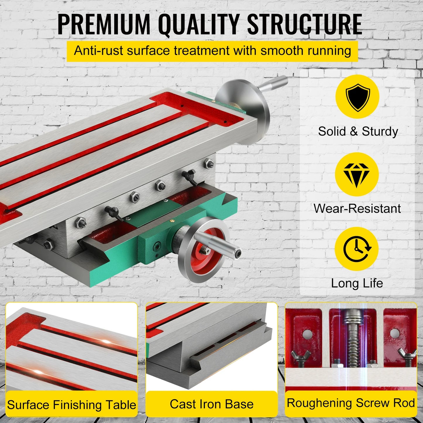 VEVOR Milling Working Table 17.7 X 6.7 Inch 2 Axis 4 Ways Move, Multifunction Milling Working Table for Milling Drilling Machine