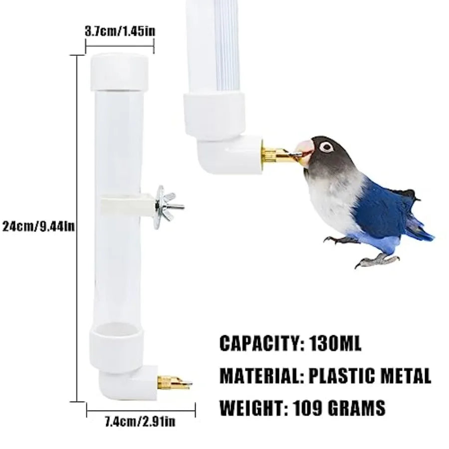 Automatic Parrot Water Dispenser 130ML Bird Water Bottle with Cleaning Brush Cage Accessories Drinker Bowl Fountain for Parakee