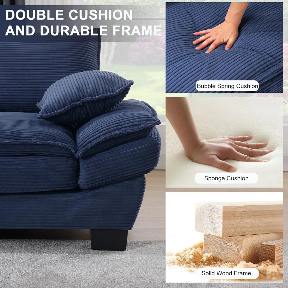 90" Oversized Loveseat Sofa,Modern Corduroy Loveseat Couch,Comfy Deep Seat,Upholstered Sectional Sofa
