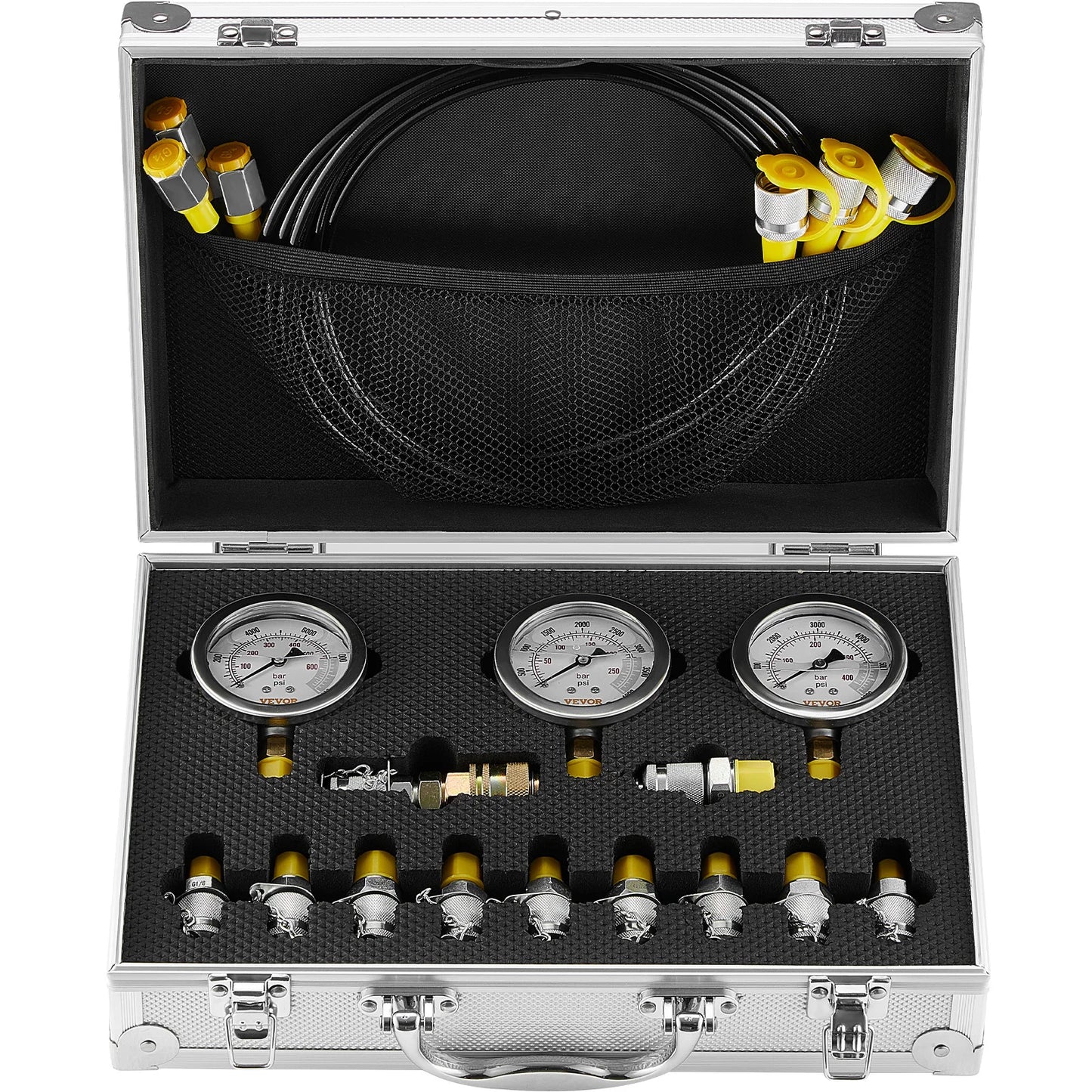 SucceBuy Hydraulic Pressure Test Kits Excavator Hydraulic Test Gauge Sets with Carrying Case for Excavator Tractors Machinery