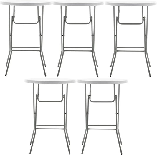 32" Round 43" Bar Height White Granite Plastic Folding Portable Commercial Banquet Card Coffee Dining Table for Wedding Party