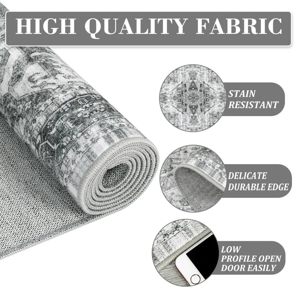 2x6 Washable Hallway Runner Rug Vintage Rug Non Slip Bottom Room Rug, Floor Carpet for Enterway, Laundry Room, Low Profile Rug