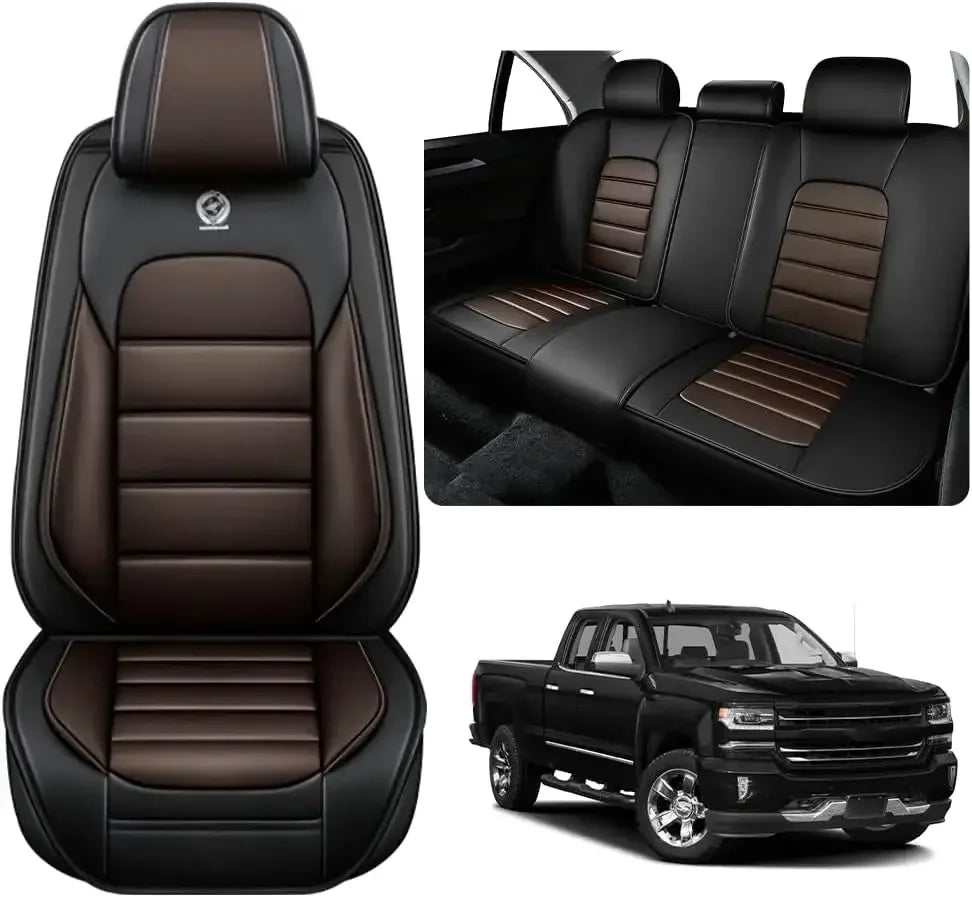 Seat Covers Fit for Toyota Tacoma 2006-2024, Waterproof Nappa Leather Full Coverage Truck Seat Cover, Muscle Sport Style Auto In