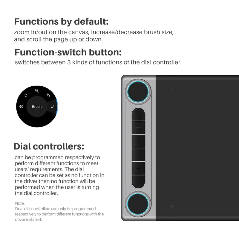Wireless Graphics Tablet HUION Inspiroy Dial 2 Q630M Bluetooth 5.0 Mode Drawing Tablets Support Linux Chrome MacOS Android Phone