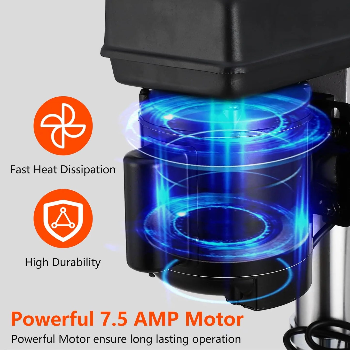 13 in Floor Drill Press, 7.5 Amp 120V, 288-3084 RPM Variable Speed Cast Iron Bench Drill Press, 0-45° Tilting, for Wood Metal