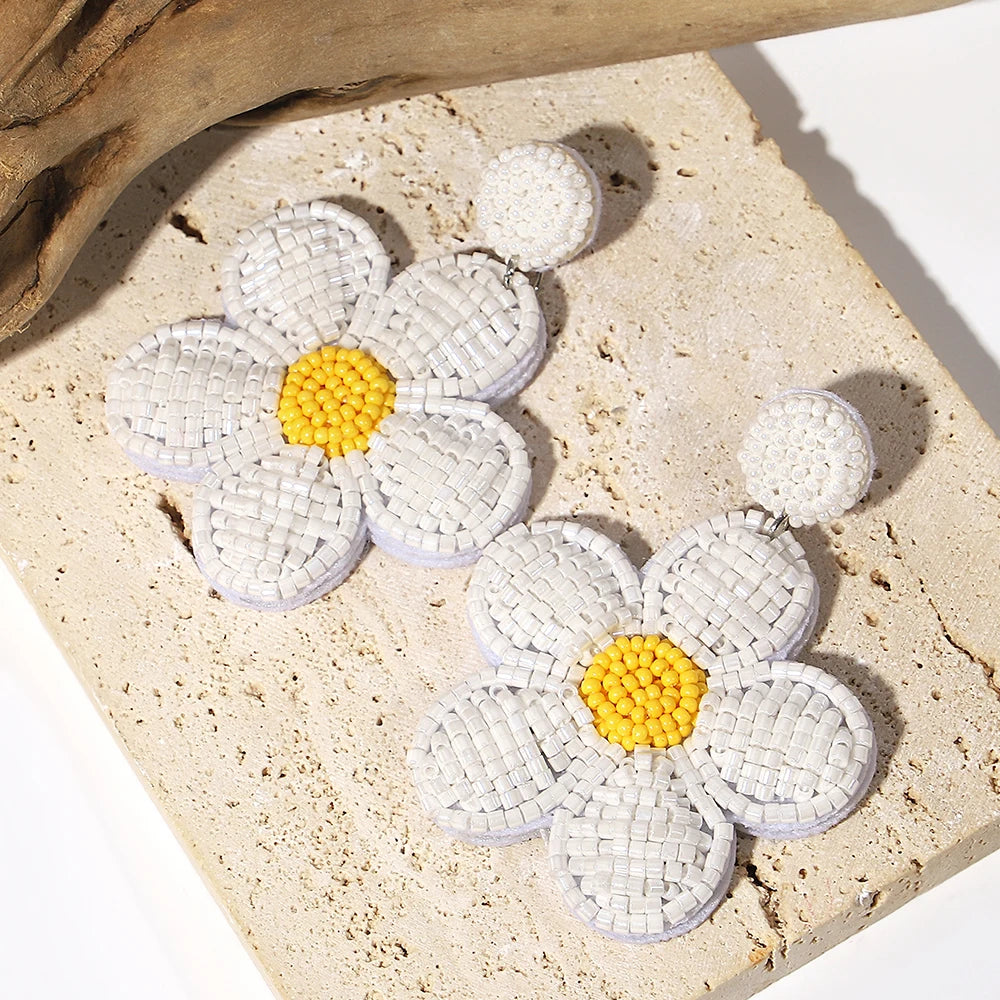 AENSOA Bohemian Starfish Seed Bead Drop Earrings Women