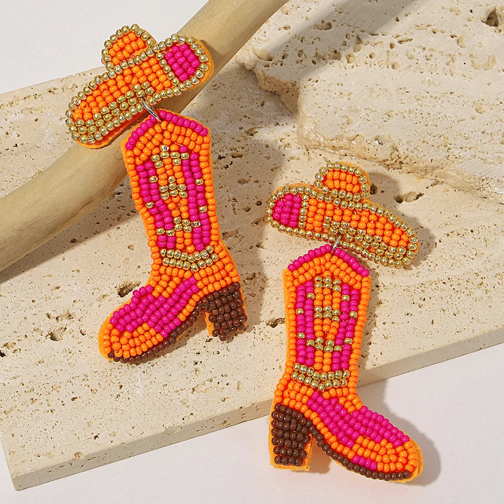 AENSOA Bohemian Starfish Seed Bead Drop Earrings Women