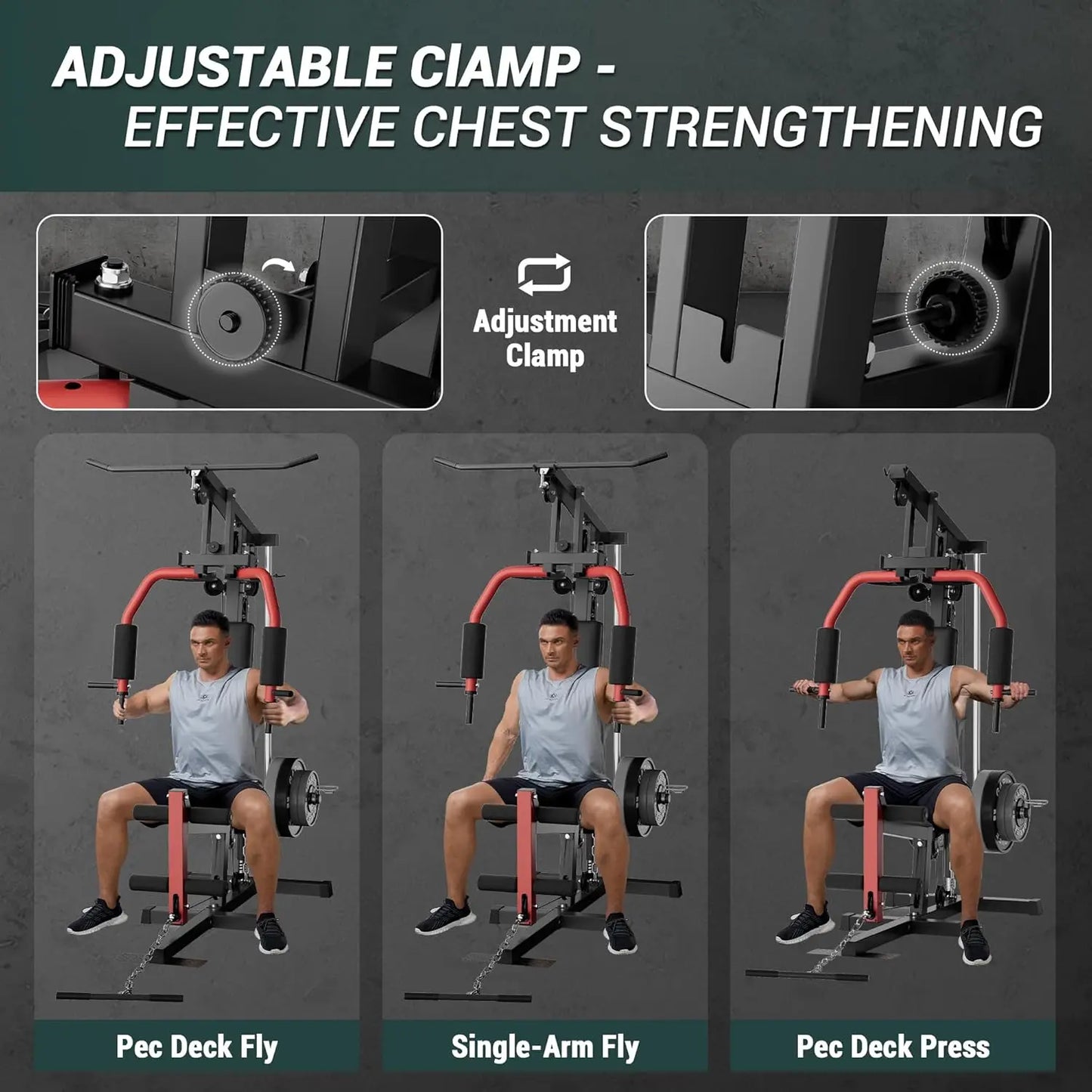 Home Gym Machine Full Body Workout Equipment with Pulley System,Leg Press Support for Strength Training, Workout Station