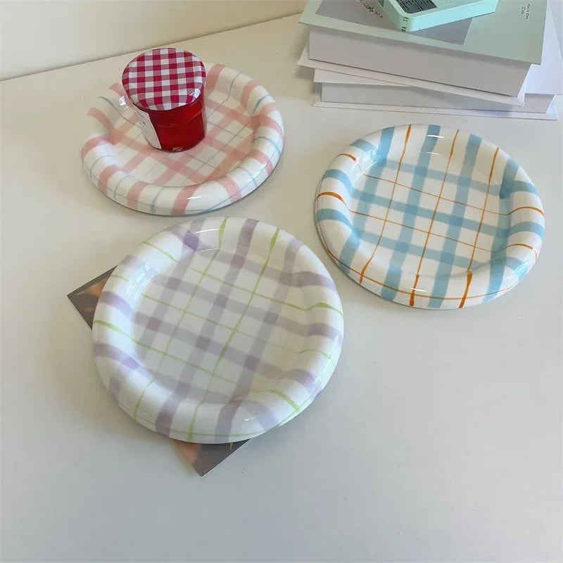 Cute Korean Ceramic Plate Unique Plate For Cake Food Dinner Breakfast Dessert Salad Decorative Dish Table Decorations Small dish