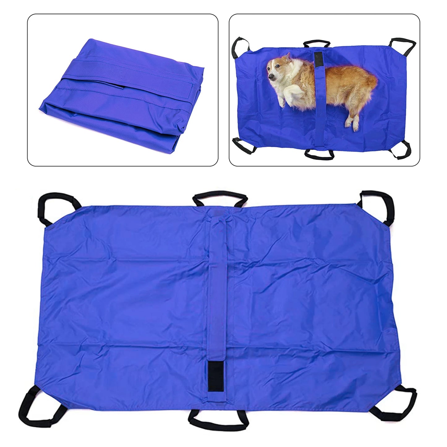 Pet Transport Stretcher,Foldable  Foldable Emergency Animal Carrier Anti-bite Nylon Stra w/6 Handles, 132 lb Capacity, Animal St