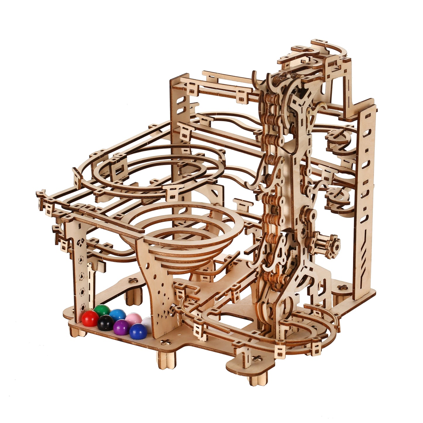 Track Pulley DIY 3D Wooden Puzzle Kit for Kids and Adults