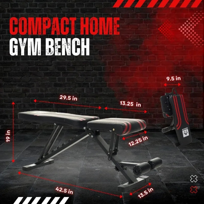 Adjustable Weight Bench - Professional Grade Fitness Equipment for Full Body Workout. Heavy-Duty Steel Construction,