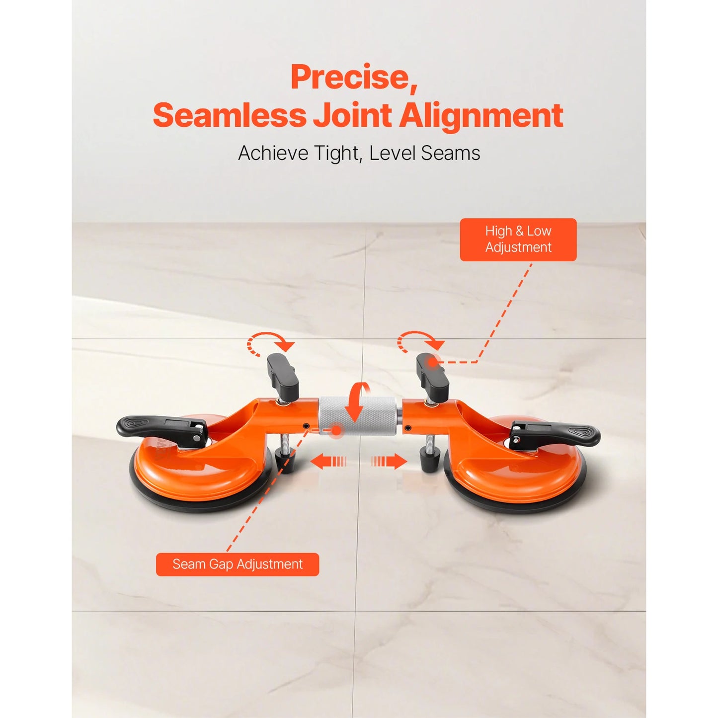 VEVOR 2 Packs Stone Seam Joiner 180° Adjustable Seamless Seam Setter with 5 in Vacuum Suction Cups Installation Tool for Tile