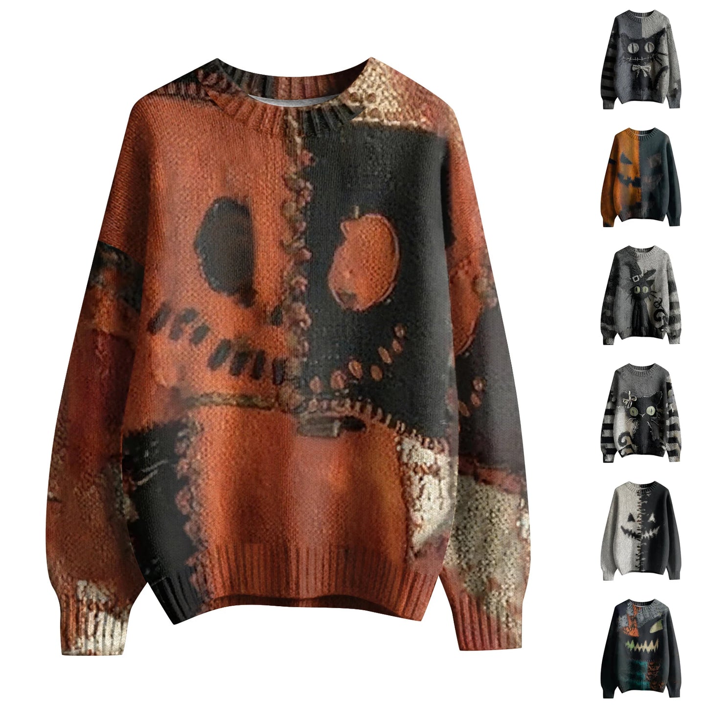 Long Sleeve Pullover Sweaters For Women O Neck Casual Cute Printing Knit Oversized Sweater Winter Clothes Woman Pulls Femmes