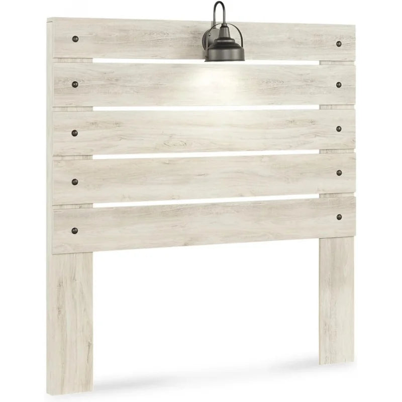 Cambeck Farmhouse Panel Headboard ONLY with USB Charging Stations, Full, Whitewash