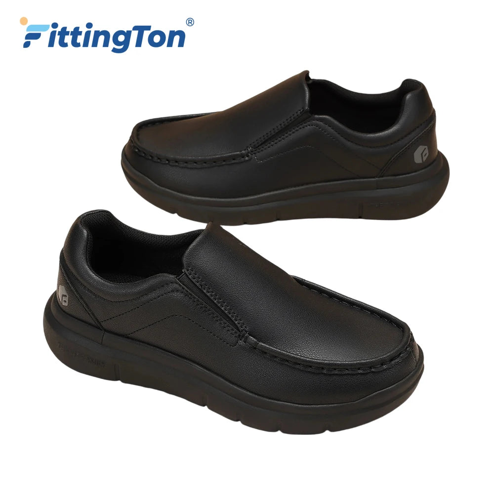 Men Slip On Casual Leather Shoes Wide Width 2E Arch Support