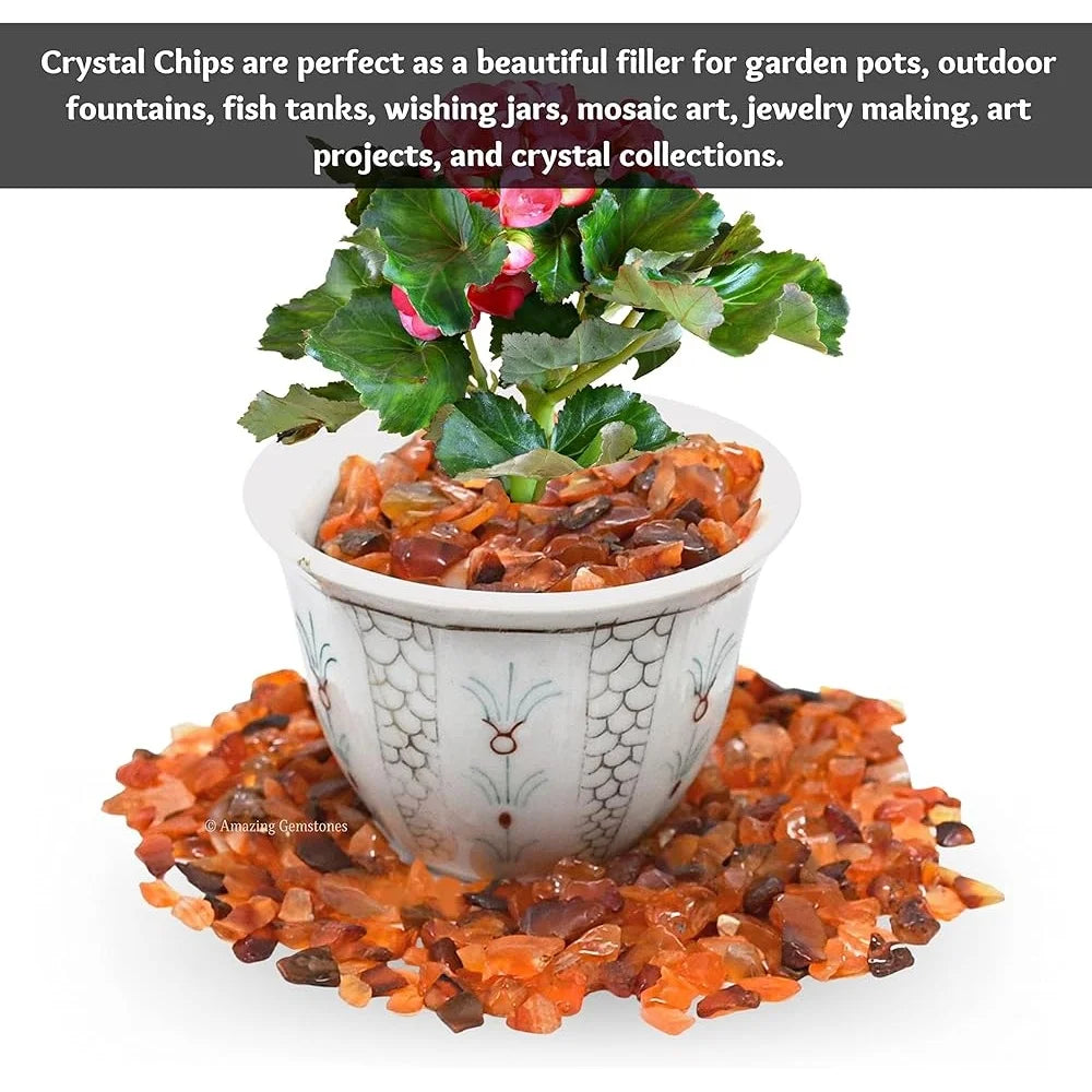 Carnelian Crystal Chips Natural Aquarium Gravel Tumbled Stones Fish Tank Decor Authentic Gemstones Bulk Aquarium Rocks