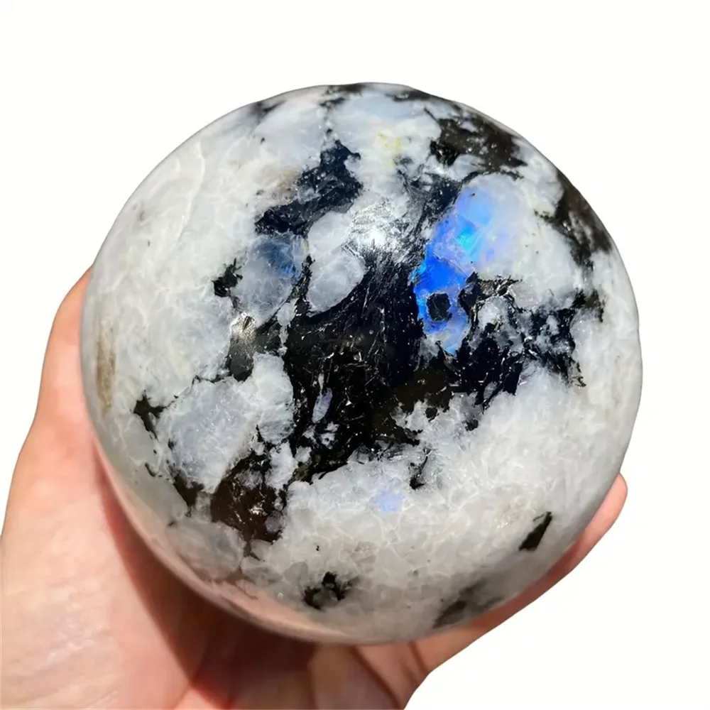 1pc 2.36-3.54inch Large Flash Rainbow Moonstone Crystal Sphere, Polished sphere for Home Decor and Gift, Perfect for Christmas,