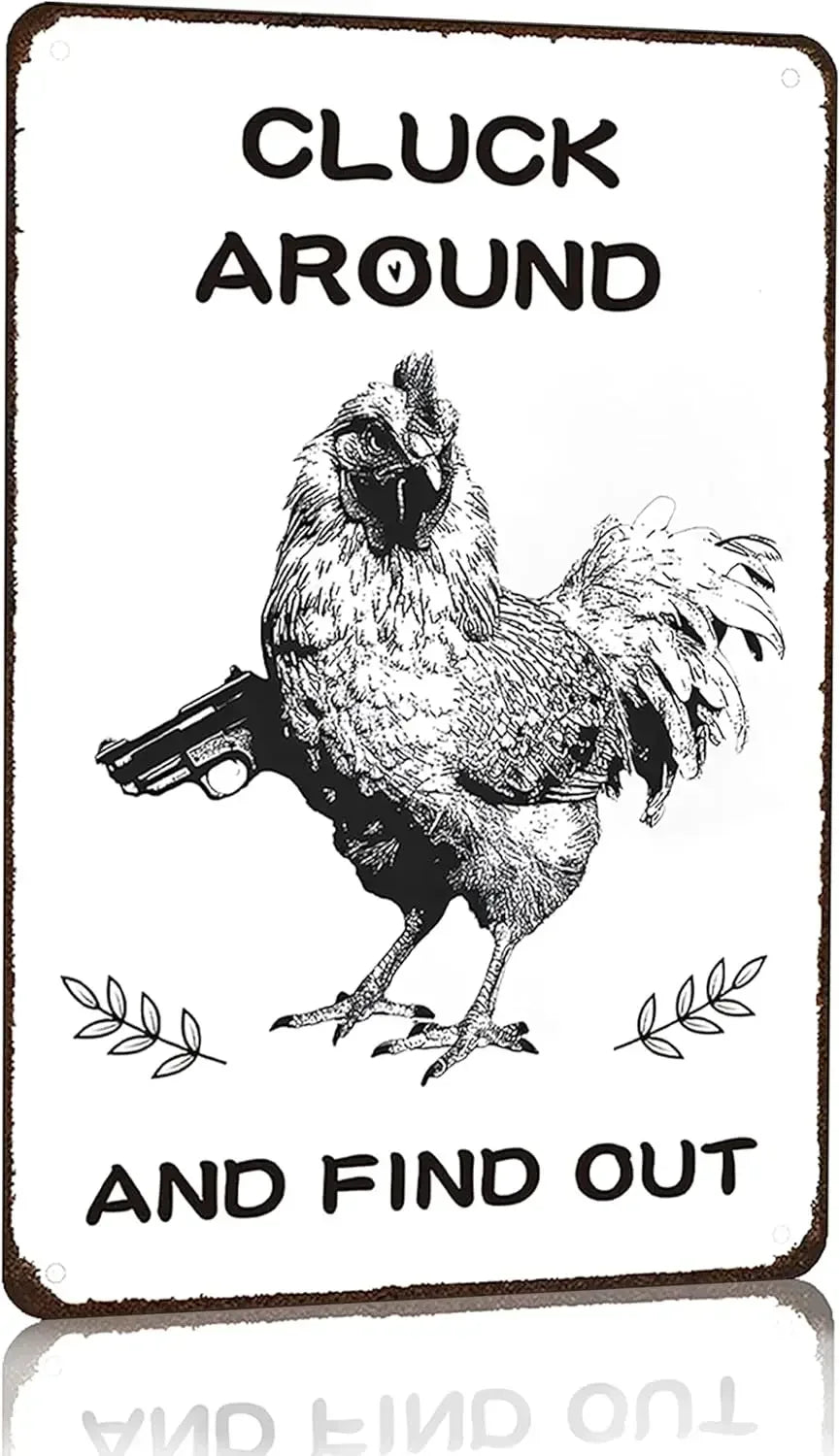 FarmLaughs Whimsical Chicken Sign | Funny Aluminum Decor | Farmhouse/Garden Wall Art | Rustic Aluminum, Chicken Yoga & Hen House