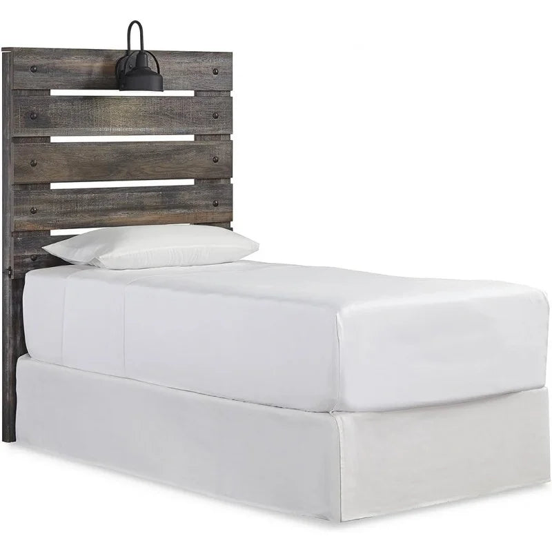 Drystan Rustic Panel Headboard ONLY with USB Charging Stations, Twin, Brown