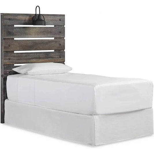 Drystan Rustic Panel Headboard ONLY with USB Charging Stations, Twin, Brown