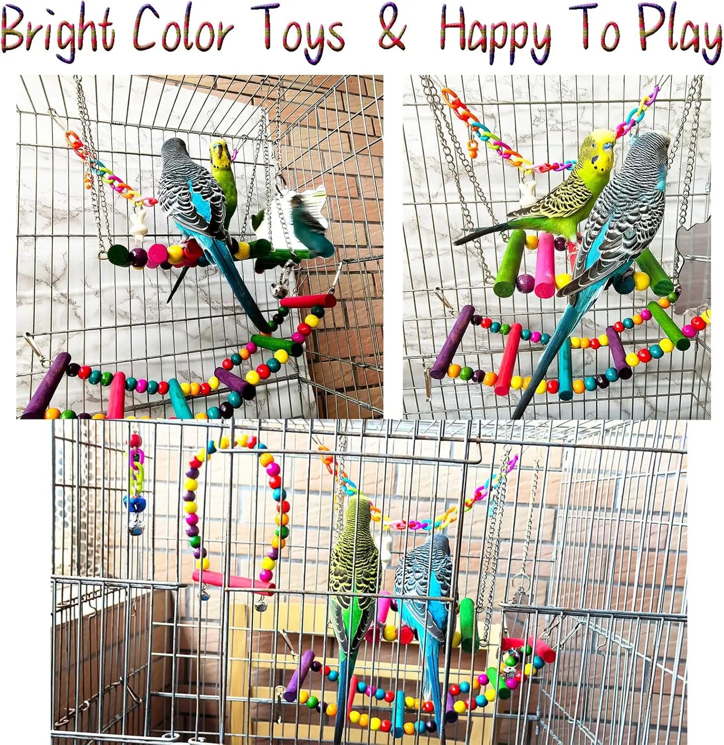 swing, ladder, perch, for parakeets, cockatiels, conures, finches, budgies, lovebirds, parrots, small-medium birds, climbing fun