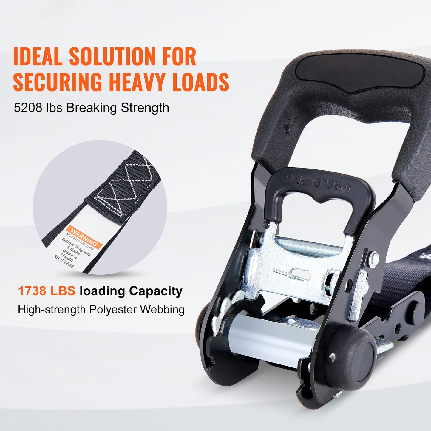 SucceBuy 4pcs Trailer Ratchet Tie Down Straps with Padded Handles Hook Brake Binding Belt for Moving Securing Cargo Motorcycle