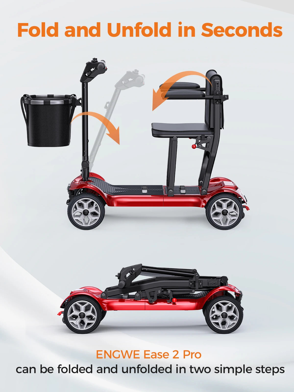 ENGWE Electric Mobility Scooter, 270W Motor, 10AH*2 Dual Batteries, Aluminum Alloy Frame Folding Design For Adults And Seniors