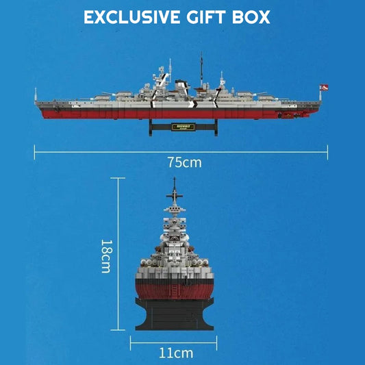 Military MOC Forange FC4201 Bismarck Class Battleship Model 2081PCS Building Blocks Brick Puzzle Toys for Children Kids Gift