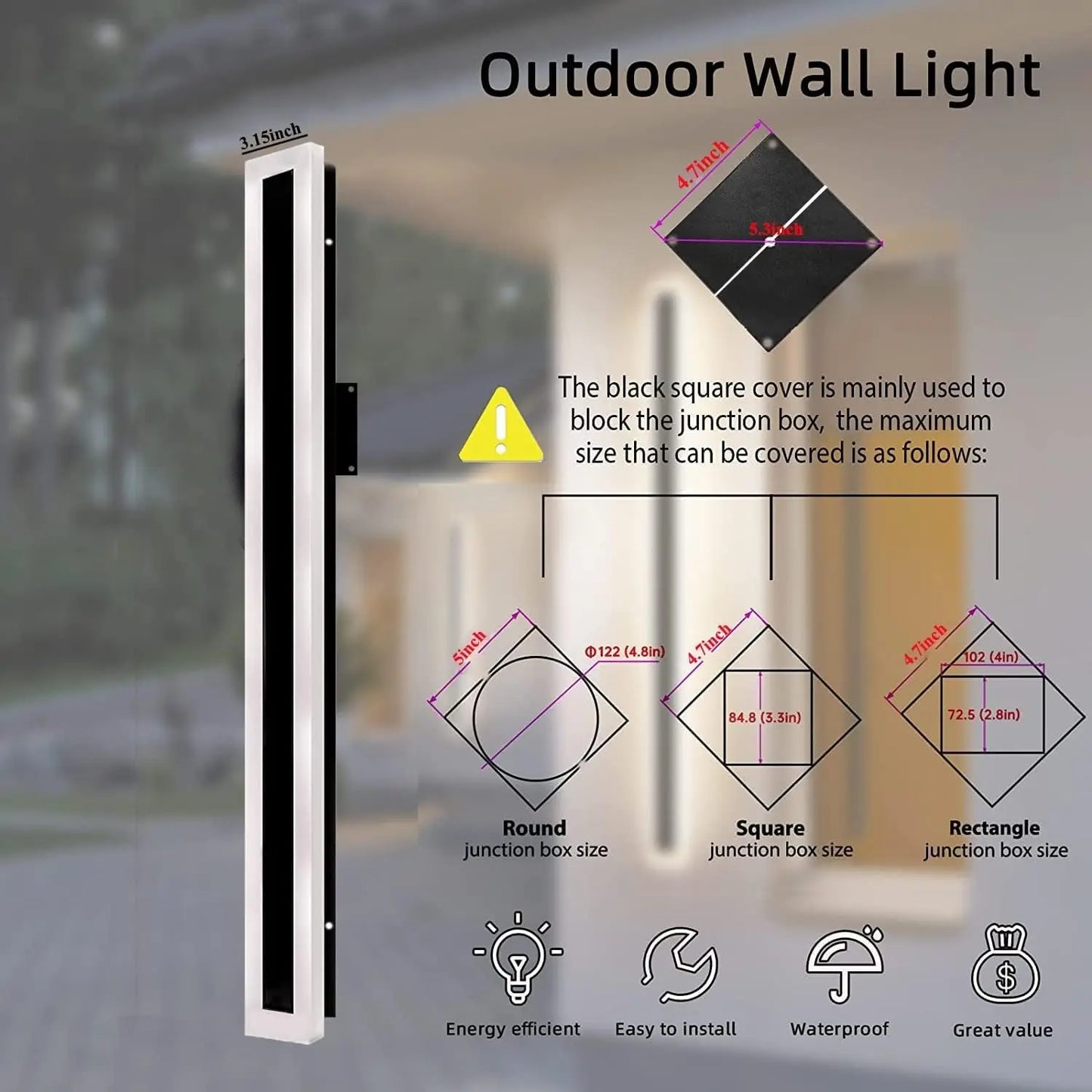 Long Wall Lamp Modern LED Waterproof IP65 Outdoor Wall Mount Lighting Fixture Garden Porch Sconce Lantern Sconces Luminaire