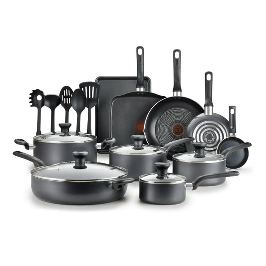 20 Piece Non-Stick Pots and Pans Cookware Set, Grey