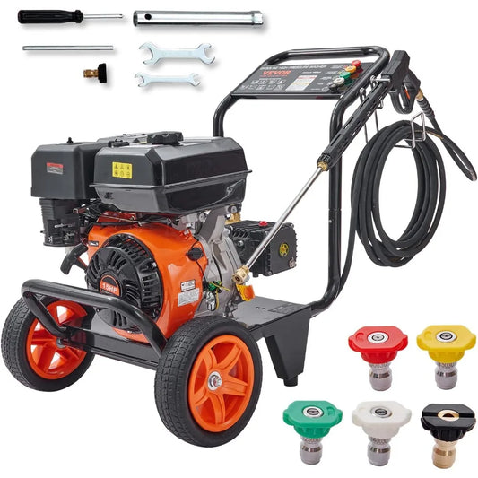 VEVOR 4400 PSI Gas Pressure Washer, 4.0 GPM, Copper Pump, Spray Gun, Extension Wand, 5 Quick-Connect Tips