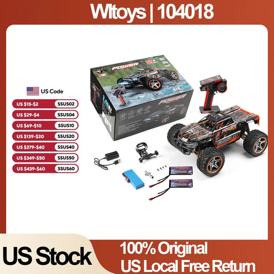 Original Brushless 55KMH WLtoys 104018 1/10 RC Car 2.4G Remote Control 4WD Off Road Drift Alloy Racing Truck