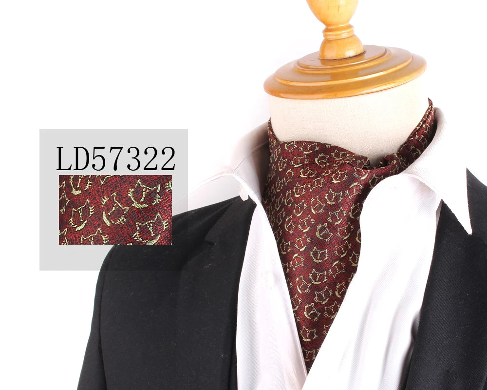 Jacquard Floral Paisley Cashew Tie Wedding Formal Cravat Ascot Scrunch Self British Gentleman Polyester Neck Tie For Men Luxury
