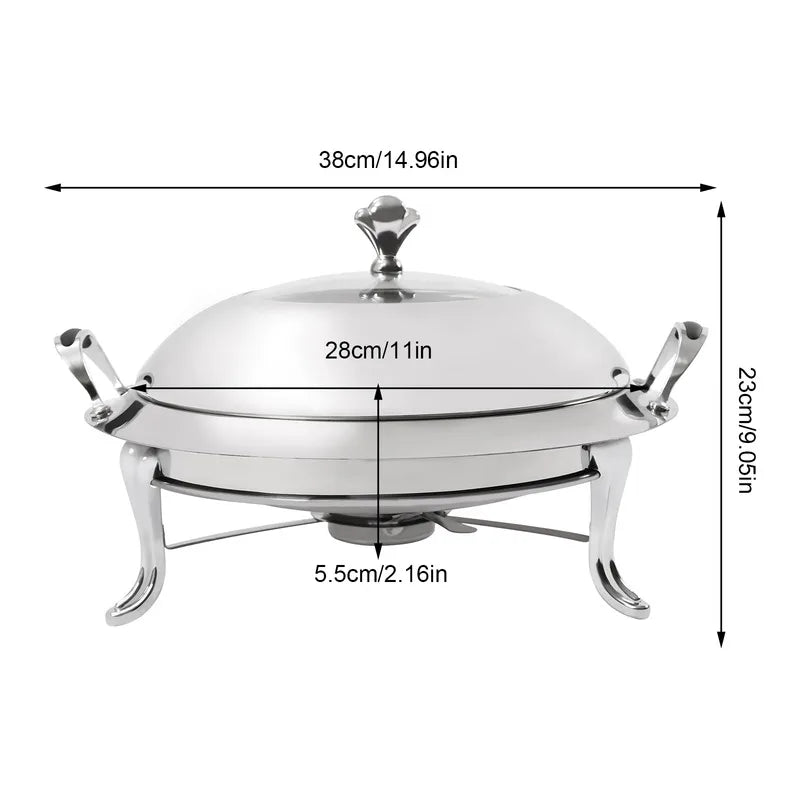 Stainless Steel Round Buffet Warmer Lid And Fuel Holder