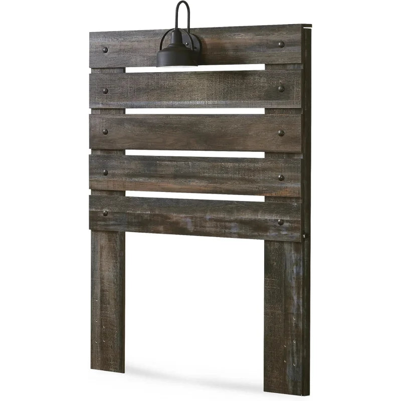 Drystan Rustic Panel Headboard ONLY with USB Charging Stations, Twin, Brown