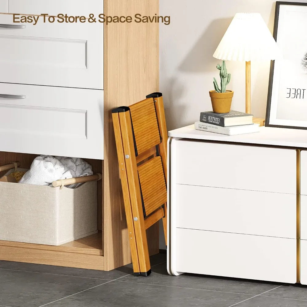 GameGem 2 Step Ladder, Aluminum Folding Step Stool with Anti-Slip Sturdy and Wide Pedal, Lightweight Portable Multi-Use Stepladd