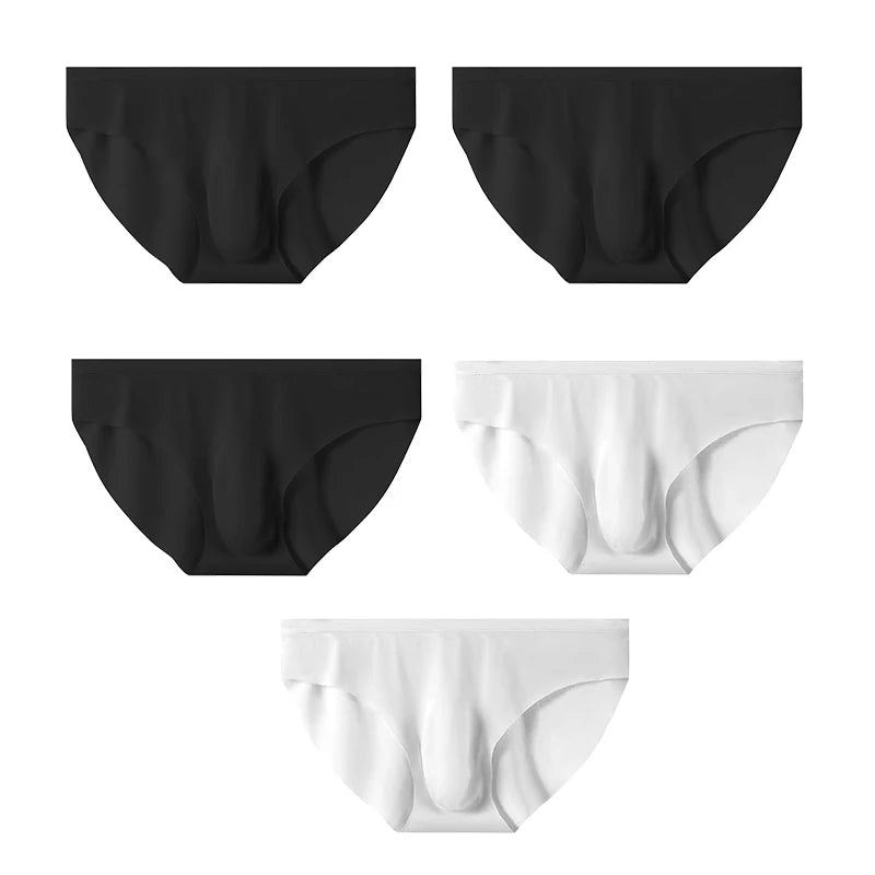 5 PCS/SET Men's Briefs Summer Ice Silk Underwear Sexy Seamless Breathable Low Waist Panties Shorts Plus Size 3XL  Lingerie